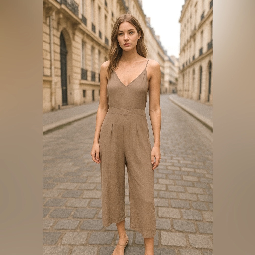 Lightweight Tan Jumpsuit, Size Medium